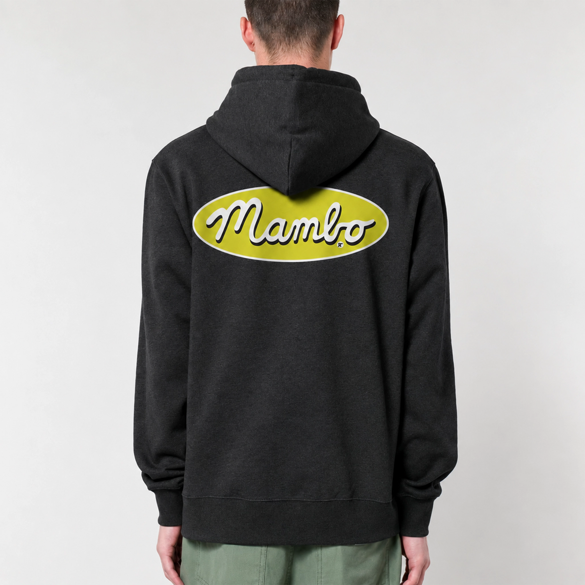 Core Logo hoodie in Dark Heather Grey — model back