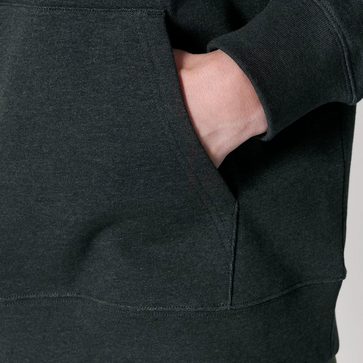 Core Logo hoodie in Dark Heather Grey — detail front