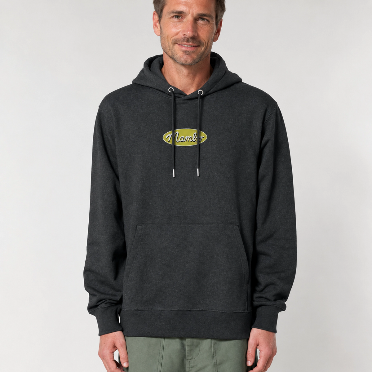Core Logo hoodie in Dark Heather Grey — model front