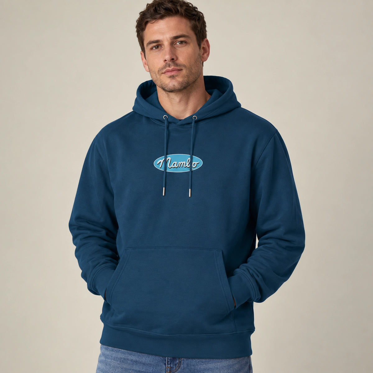 Core Logo hoodie in Deep Teal — model front