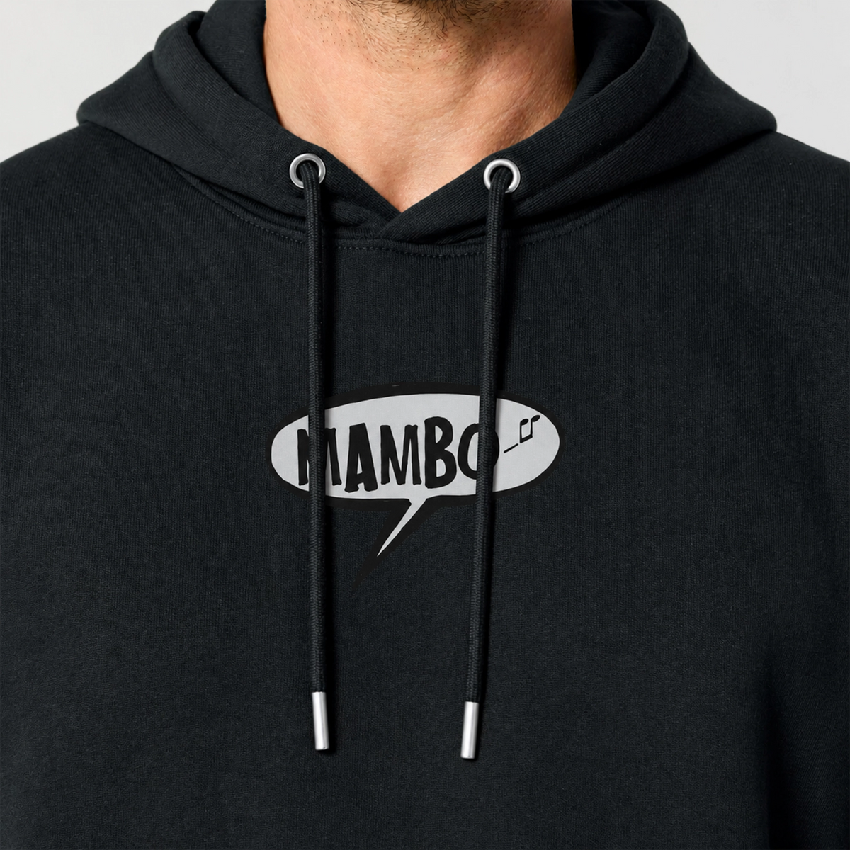Farting Dog hoodie in Black — detail front