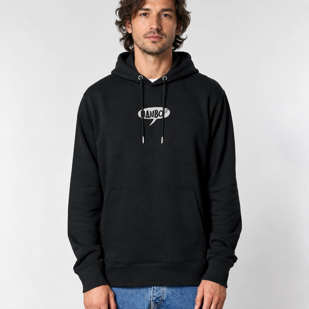 Farting Dog hoodie in Black — model front