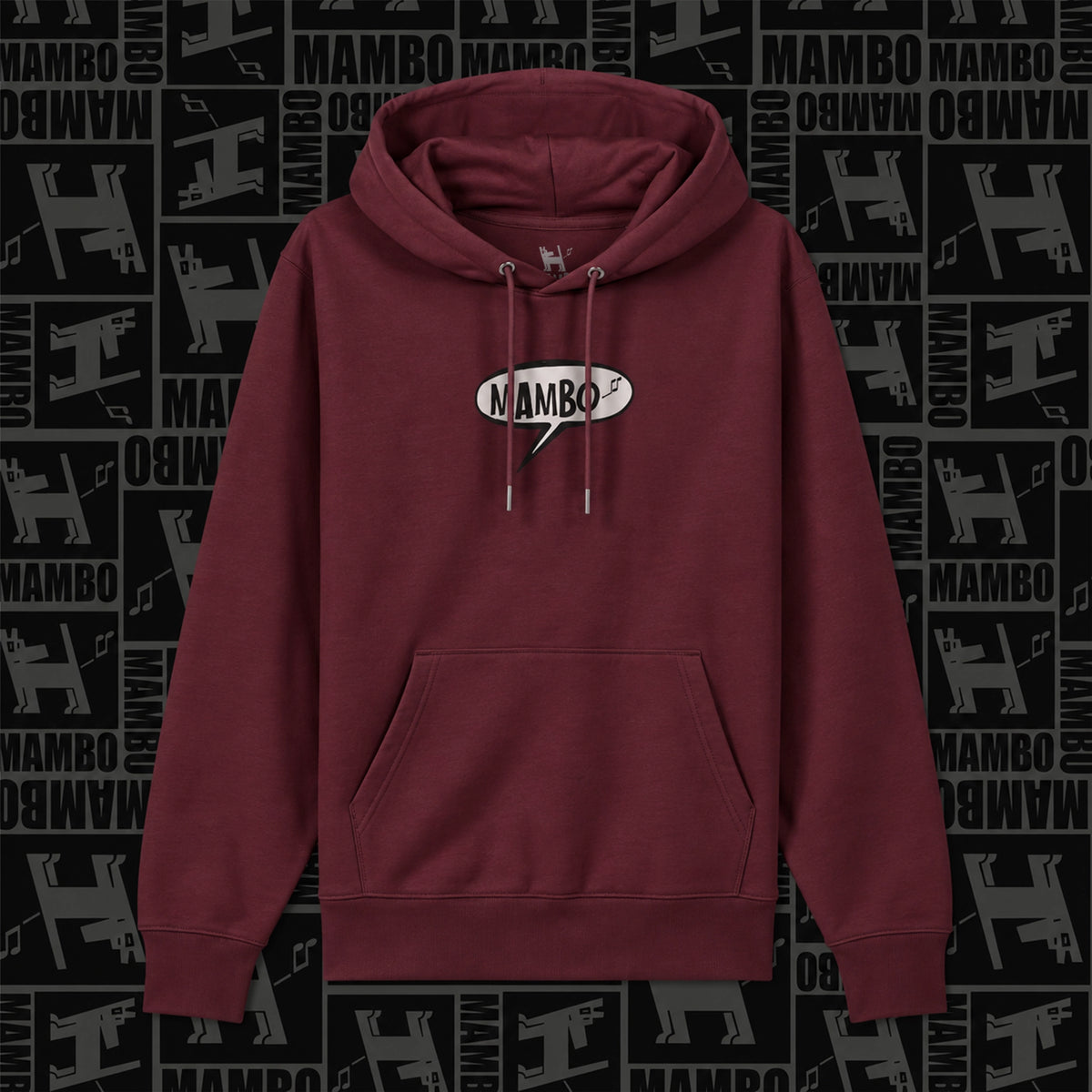 Farting Dog hoodie in Burgundy — garment front