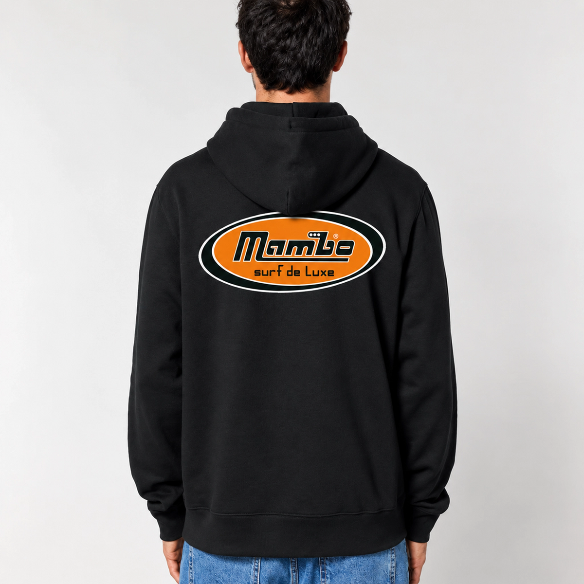 Logo Badge hoodie in Black — model back