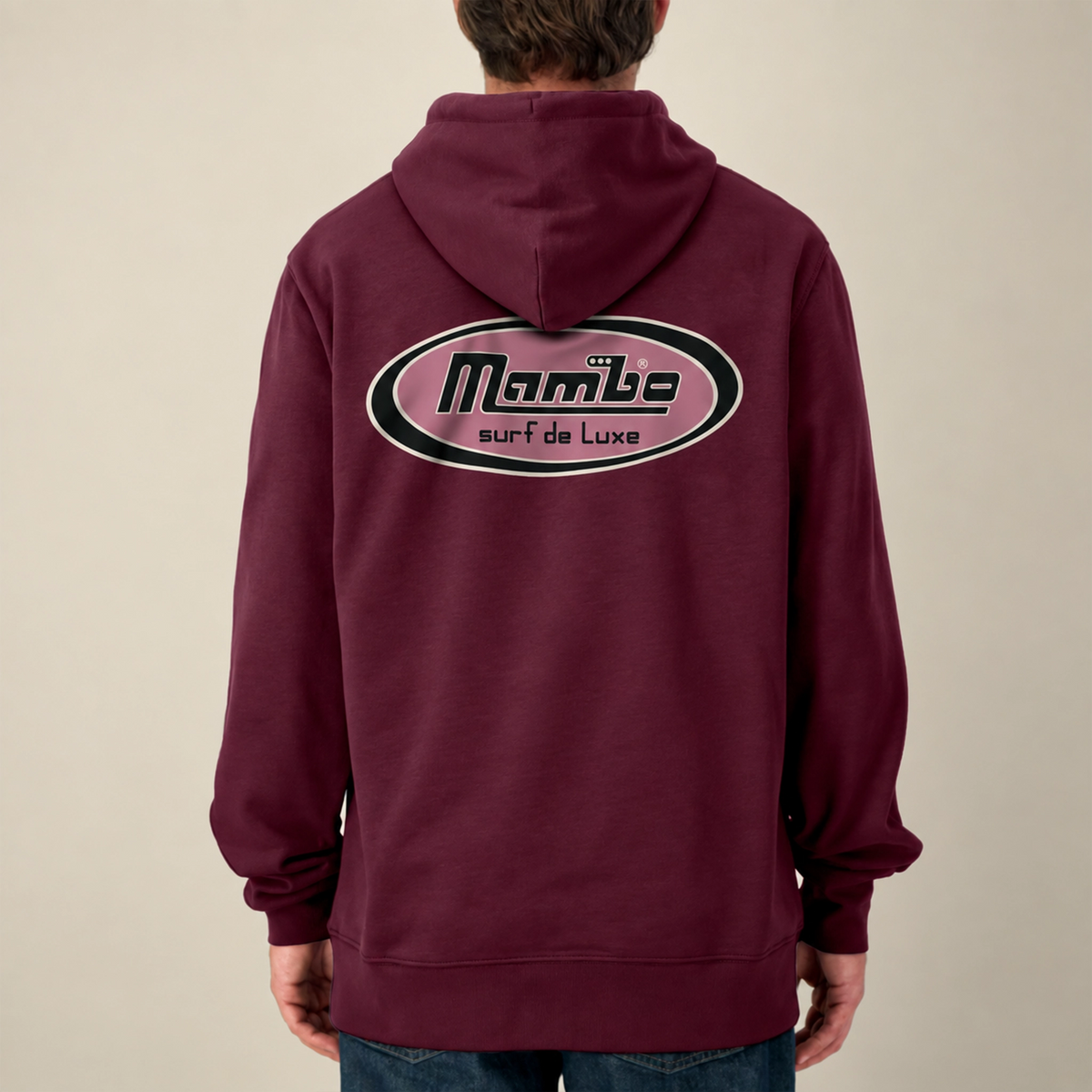 Logo Badge hoodie in Deep Plum — model back
