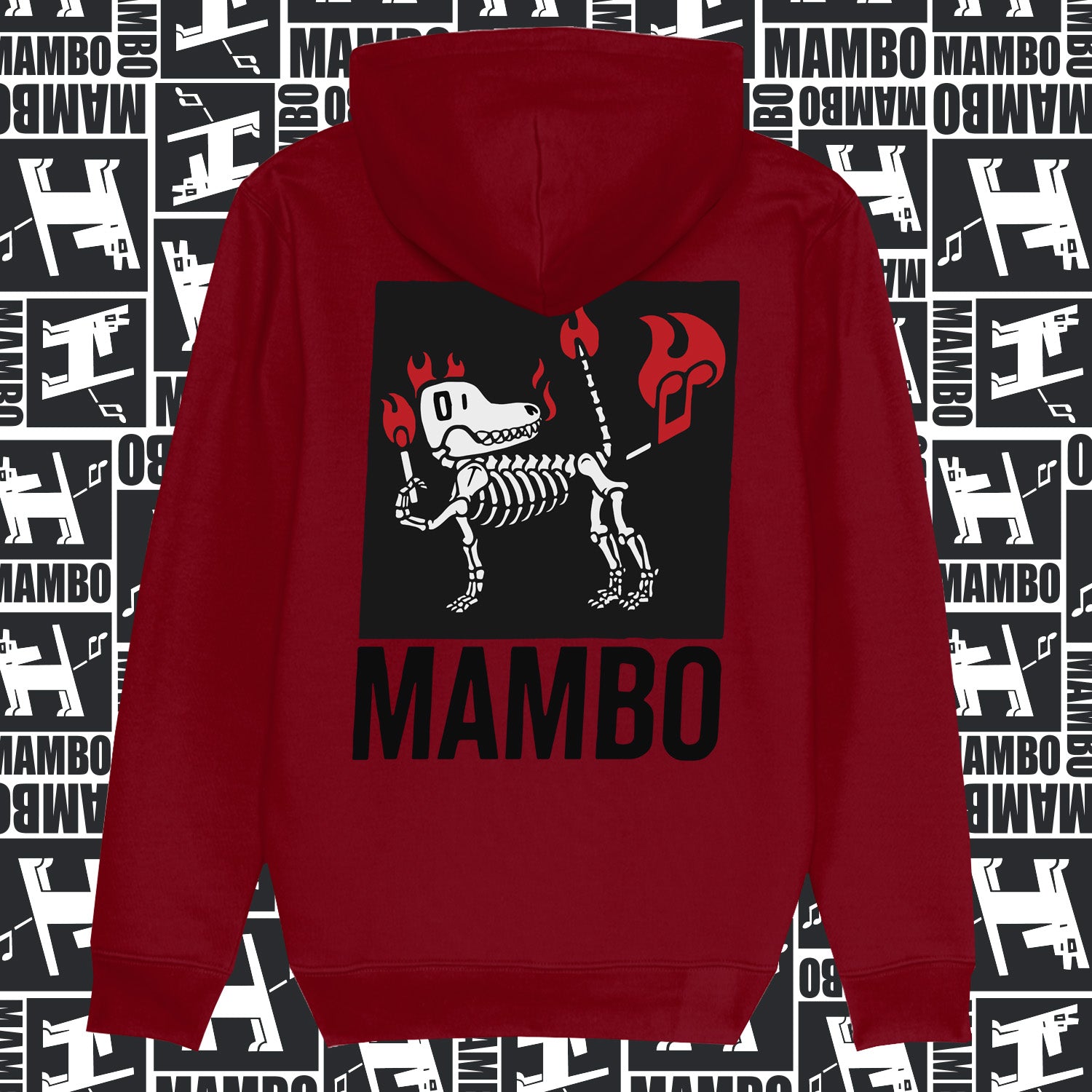 Mambo 'Skeleton Dog' Hoodie - Maroon - Mambo