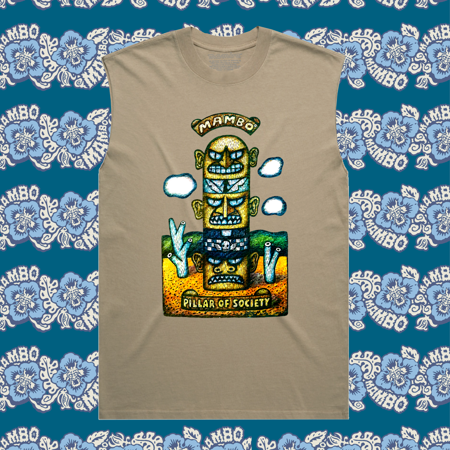 Mambo 'Pillar of Society' Tank Top - Sand - Mambo